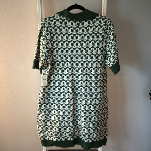 NWT 1X Maeve x Anthropologie button front knitted mini dress in mod Green - Picture 6 of 6